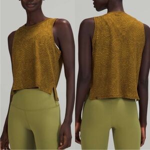 Lululemon Train to Be Tank Top brown yellow cropped relaxed fit size 4